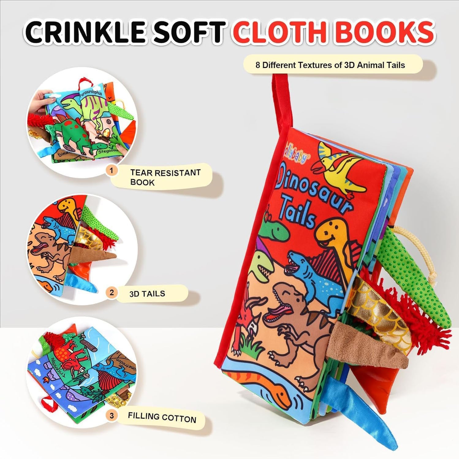 Tail Friends™ Sensory Cloth Book - Dino - Image 2