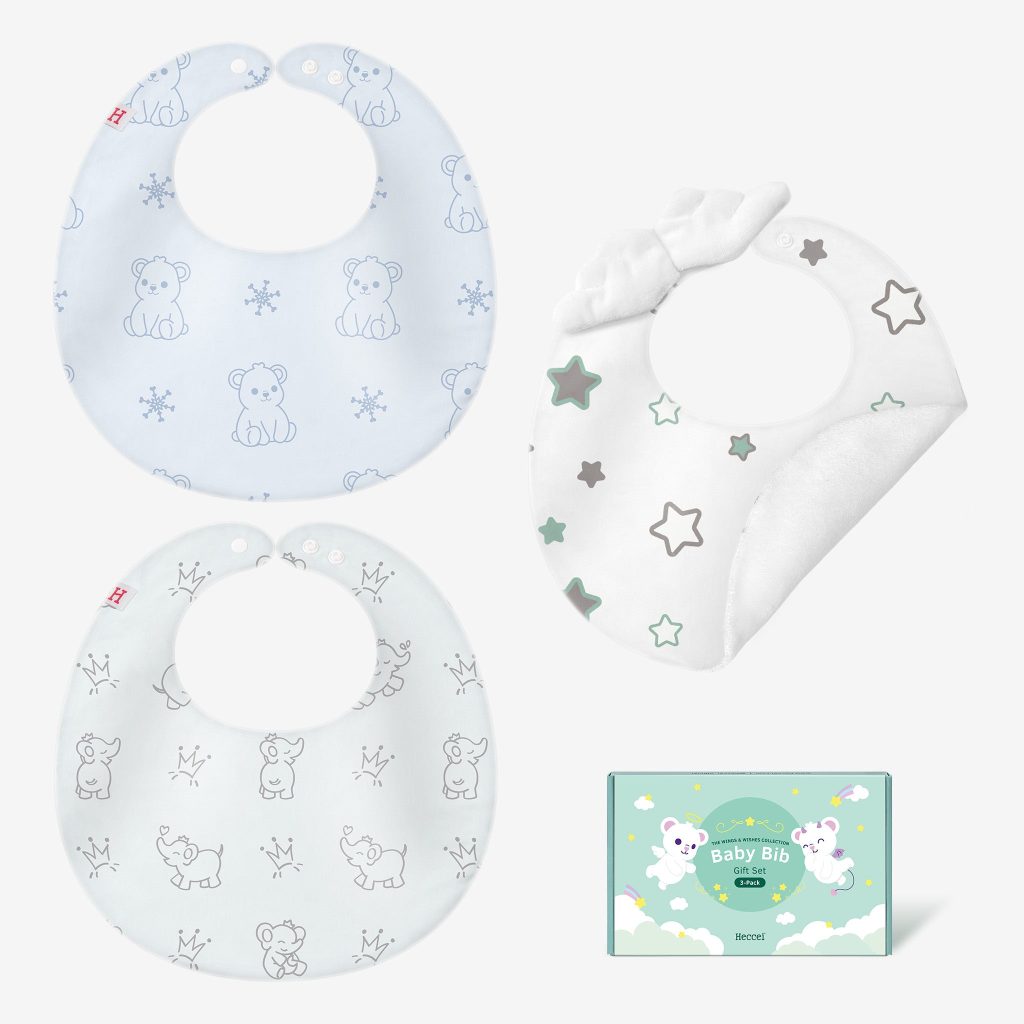 Baby Bibs 3-Pack Gift Set - Angel Wings-Hecceibear & Snackyphant