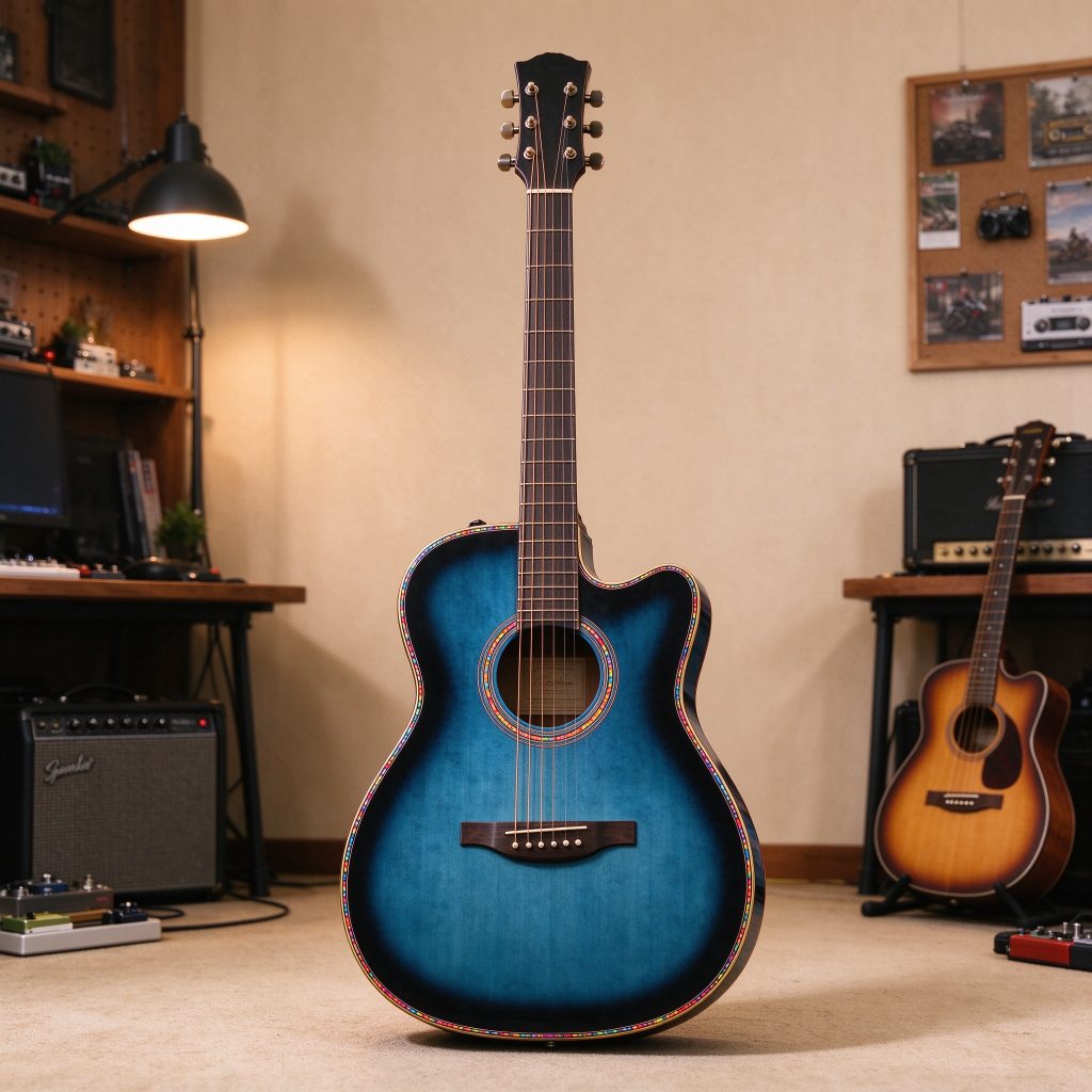 Chinese Supplier Wholesale 41 Inch Acoustic Guitar with Steel Plastic Retro Color