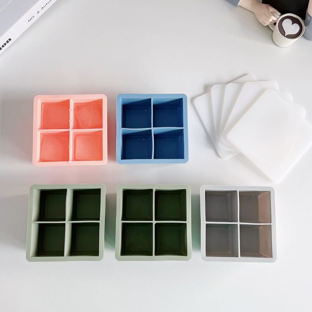 Square 4-Cell Silicone Ice Cube Tray